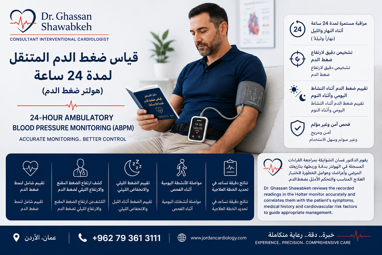 قياس ضغط الدم 24 ساعة في الأردن | هولتر الضغط | الدكتور غسان الشوابكة