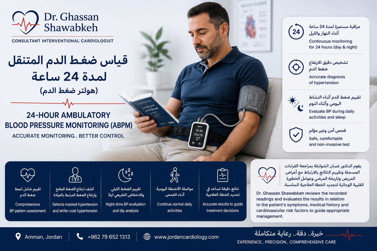قياس ضغط الدم 24 ساعة في الأردن | هولتر الضغط | الدكتور غسان الشوابكة